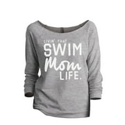 Thread Tank Livin' That Swim Mom Life Women's Fashion Slouchy 3/4 Sleeves Raglan Sweatshirt Sport Grey Small