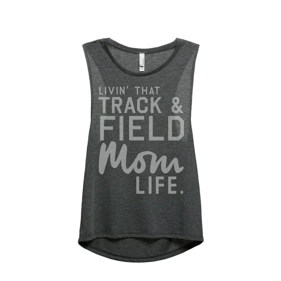 Thread Tank Livin' That Track And Field Mom Life Women's Fashion Sleeveless Muscle Tank Top Charcoal 2X-Large