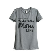 Thread Tank Livin' That Volleyball Mom Life Women's Fashion Relaxed Crewneck T-Shirt Tee Heather Grey Small