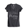 thumbnail image 1 of Thread Tank Livin' That Volleyball Mom Life Women's Fashion Relaxed V-Neck T-Shirt Tee Charcoal Large, 1 of 4