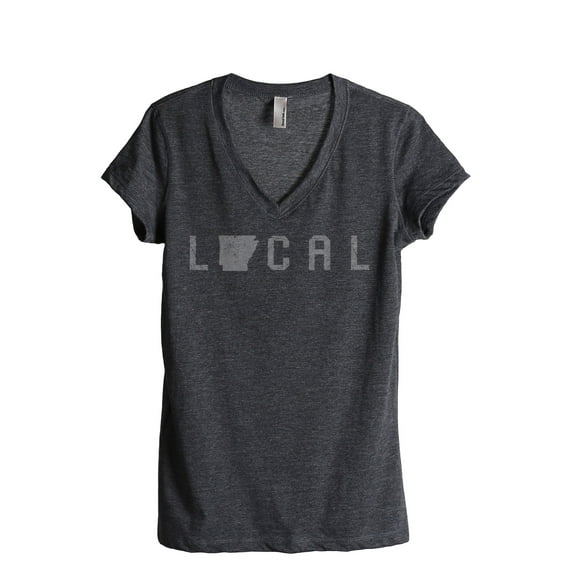 Thread Tank Local Arkansas State Women's Relaxed V-Neck T-Shirt Tee Charcoal 2X-Large