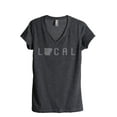 thumbnail image 1 of Thread Tank Local Arkansas State Women's Relaxed V-Neck T-Shirt Tee Charcoal Large, 1 of 4