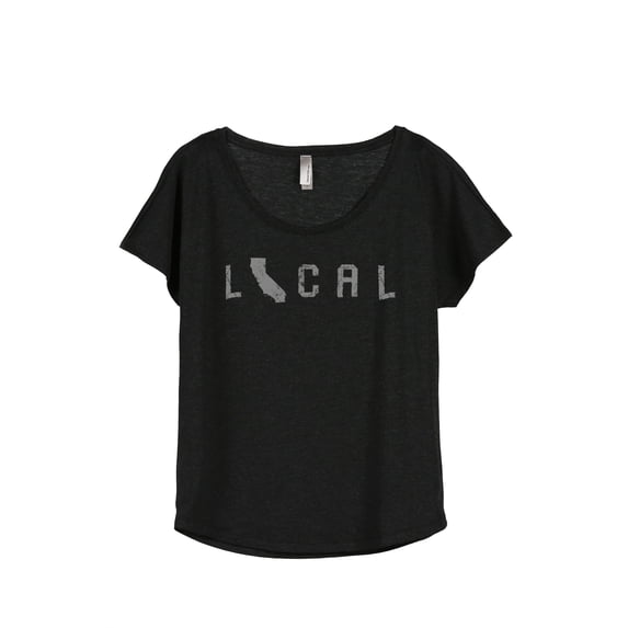 Thread Tank Local California State Women's Relaxed Slouchy Dolman T-Shirt Tee Heather Black Medium