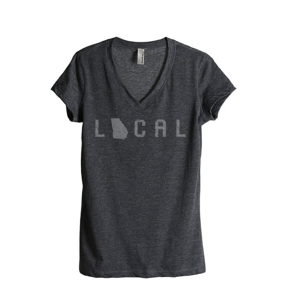 Thread Tank Local Georgia State Women's Relaxed V-Neck T-Shirt Tee Charcoal Medium