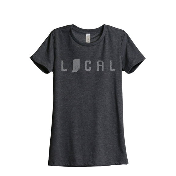 Thread Tank Local Indiana State Women's Relaxed Crewneck T-Shirt Tee Charcoal X-Large