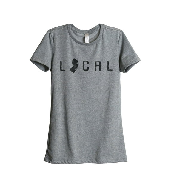 Thread Tank Local New Jersey State Women's Relaxed Crewneck T-Shirt Tee Heather Grey Large
