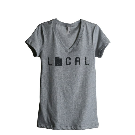 Thread Tank Local Utah State Women's Relaxed V-Neck T-Shirt Tee Heather Grey X-Large