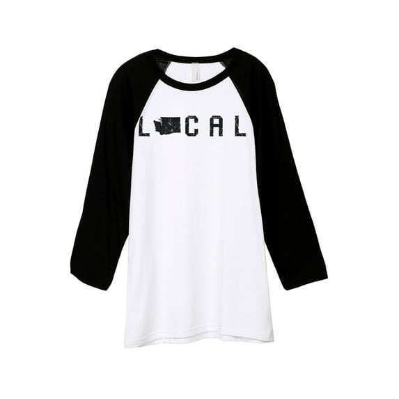 Thread Tank Local Washington State Unisex 3/4 Sleeves Baseball Raglan White Black 2X-Large