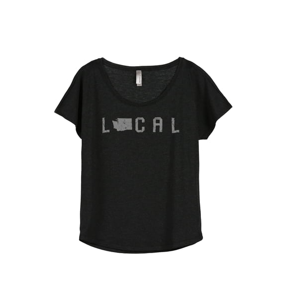Thread Tank Local Washington State Women's Relaxed Slouchy Dolman T-Shirt Tee Heather Black Large