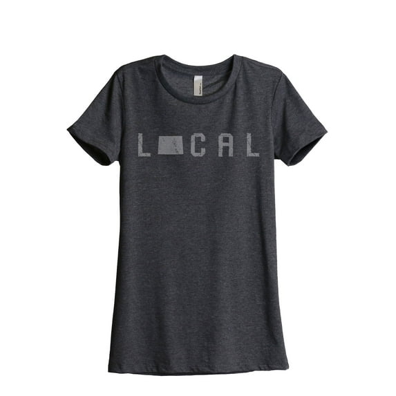 Thread Tank Local Wyoming State Women's Relaxed Crewneck T-Shirt Tee Charcoal Small