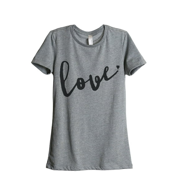Thread Tank Love Cursive Women's Relaxed Crewneck T-Shirt Tee Heather Grey Medium