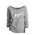 thumbnail image 1 of Thread Tank Love Cursive Women's Slouchy 3/4 Sleeves Raglan Sweatshirt Sport Grey Small, 1 of 3