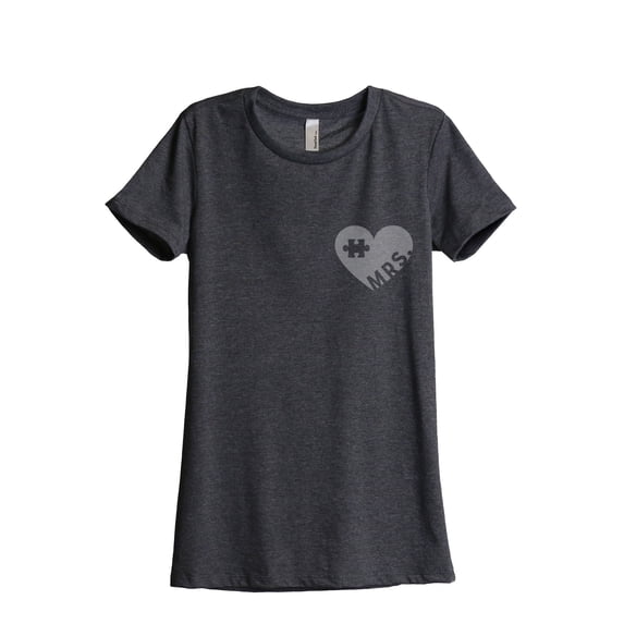 Thread Tank MRS Puzzle Heart Women's Relaxed Crewneck T-Shirt Tee Charcoal 2X-Large