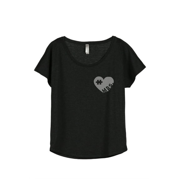 Thread Tank MRS Puzzle Heart Women's Relaxed Slouchy Dolman T-Shirt Tee Heather Black X-Large