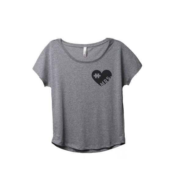 Thread Tank MRS Puzzle Heart Women's Relaxed Slouchy Dolman T-Shirt Tee Heather Grey Small