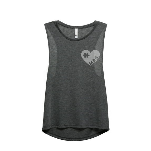 Thread Tank MRS Puzzle Heart Women's Sleeveless Muscle Tank Top Charcoal 2X-Large