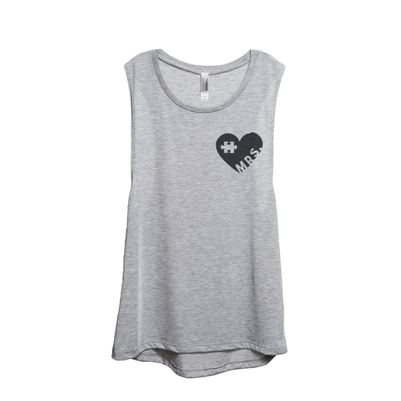 Thread Tank MRS Puzzle Heart Women's Sleeveless Muscle Tank Top Sport Grey Small