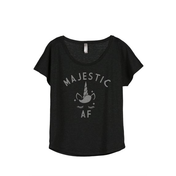 Thread Tank Majestic AF Women's Fashion Relaxed Slouchy Dolman T-Shirt Tee Heather Black Small