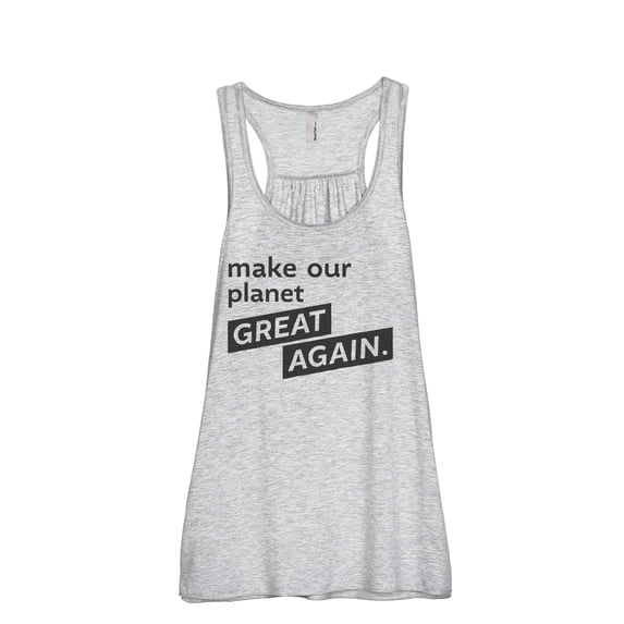 Thread Tank Make Our Planet Great Again Women's Sleeveless Flowy Racerback Tank Top Sport Grey 2X-Large