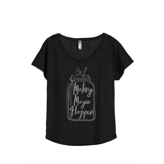 Thread Tank Making Magic Happen Women's Relaxed Slouchy Dolman T-Shirt Tee Heather Black 2X-Large
