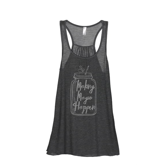 Thread Tank Making Magic Happen Women's Sleeveless Flowy Racerback Tank Top Charcoal Small