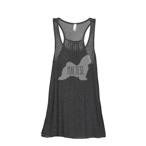 Thread Tank Maltese Dog Silhouette Women's Sleeveless Flowy Racerback Tank Top Charcoal 2X-Large