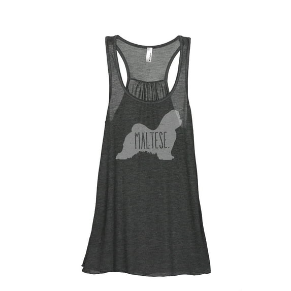 Thread Tank Maltese Dog Silhouette Women's Sleeveless Flowy Racerback Tank Top Charcoal Small