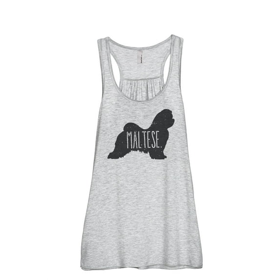 Thread Tank Maltese Dog Silhouette Women's Sleeveless Flowy Racerback Tank Top Sport Grey Small