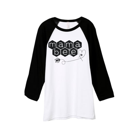 Thread Tank Mama Bee Unisex 3/4 Sleeves Baseball Raglan White Black Small