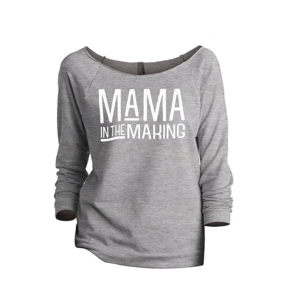 Thread Tank Mama In The Making Women's Fashion Slouchy 3/4 Sleeves Raglan Sweatshirt Sport Grey Small