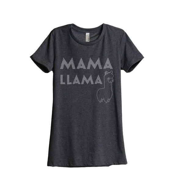 Thread Tank Mama Llama Women's Relaxed Crewneck T-Shirt Tee Charcoal Medium
