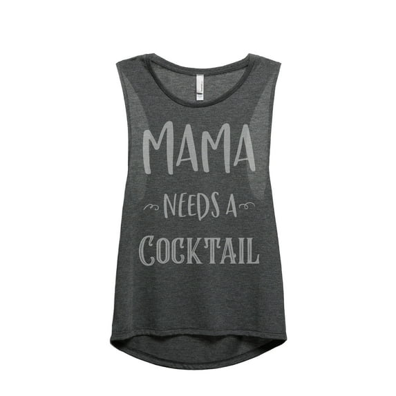 Thread Tank Mama Needs A Cocktail Women's Fashion Sleeveless Muscle Tank Top Charcoal 2X-Large