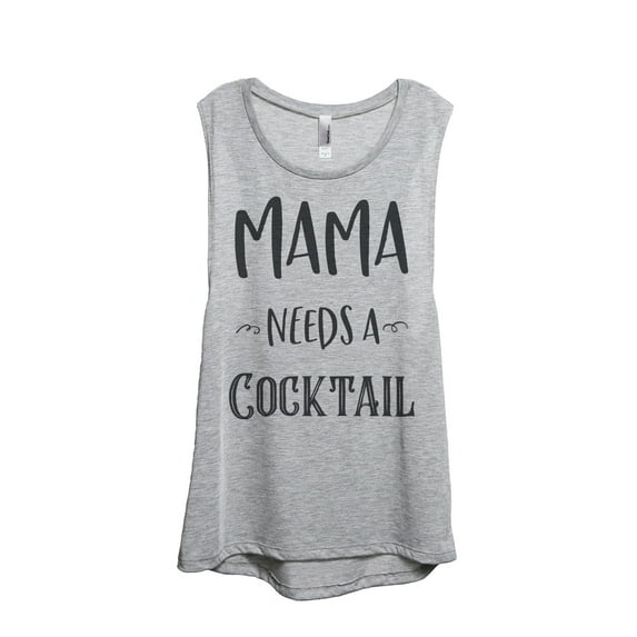 Thread Tank Mama Needs A Cocktail Women's Fashion Sleeveless Muscle Tank Top Sport Grey Large