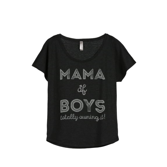 Thread Tank Mama Of Boys Women's Relaxed Slouchy Dolman T-Shirt Tee Heather Black Medium