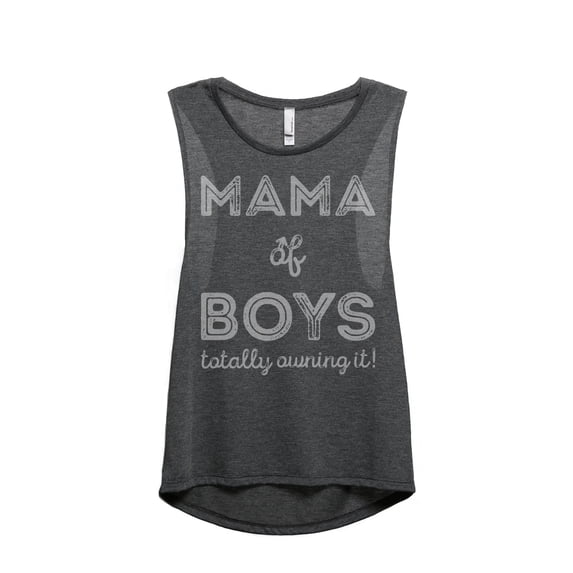 Thread Tank Mama Of Boys Women's Sleeveless Muscle Tank Top Charcoal Small