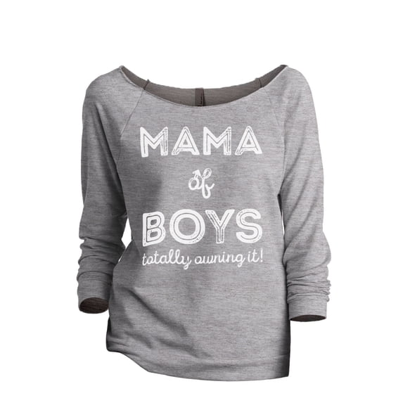 Thread Tank Mama Of Boys Women's Slouchy 3/4 Sleeves Raglan Sweatshirt Sport Grey Small