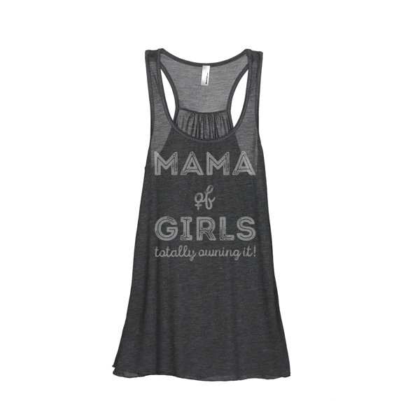 Thread Tank Mama Of Girls Women's Sleeveless Flowy Racerback Tank Top Charcoal 2X-Large