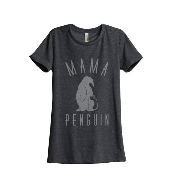 Thread Tank Mama Penguin Women's Relaxed Crewneck T-Shirt Tee Charcoal 2X-Large