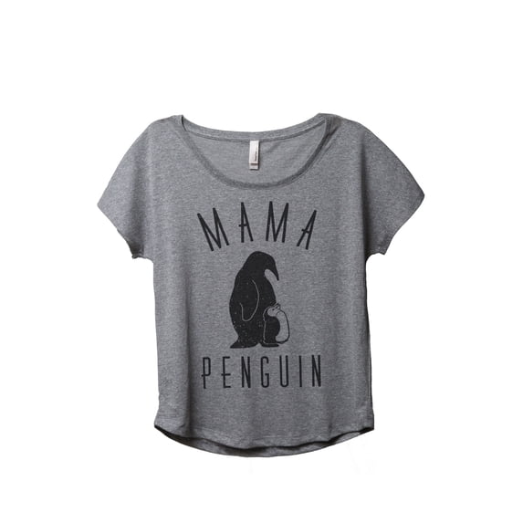 Thread Tank Mama Penguin Women's Relaxed Slouchy Dolman T-Shirt Tee Heather Grey Small