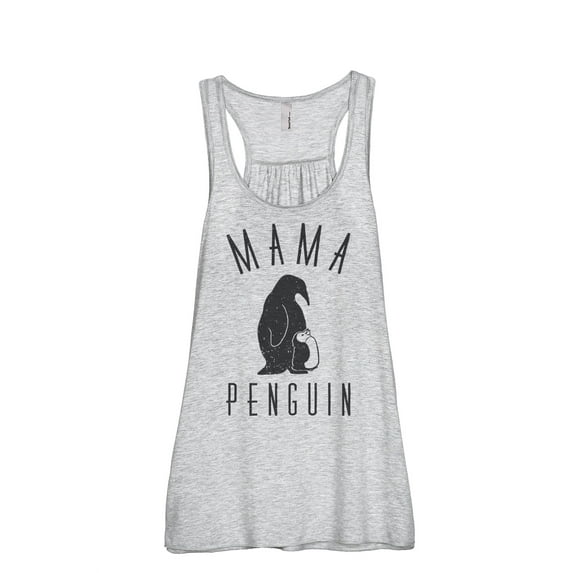 Thread Tank Mama Penguin Women's Sleeveless Flowy Racerback Tank Top Sport Grey Small