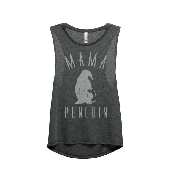 Thread Tank Mama Penguin Women's Sleeveless Muscle Tank Top Charcoal X-Large