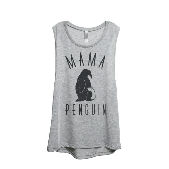 Thread Tank Mama Penguin Women's Sleeveless Muscle Tank Top Sport Grey Small