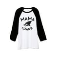 thumbnail image 1 of Thread Tank Mama Shark Unisex 3/4 Sleeves Baseball Raglan White Black Medium, 1 of 4