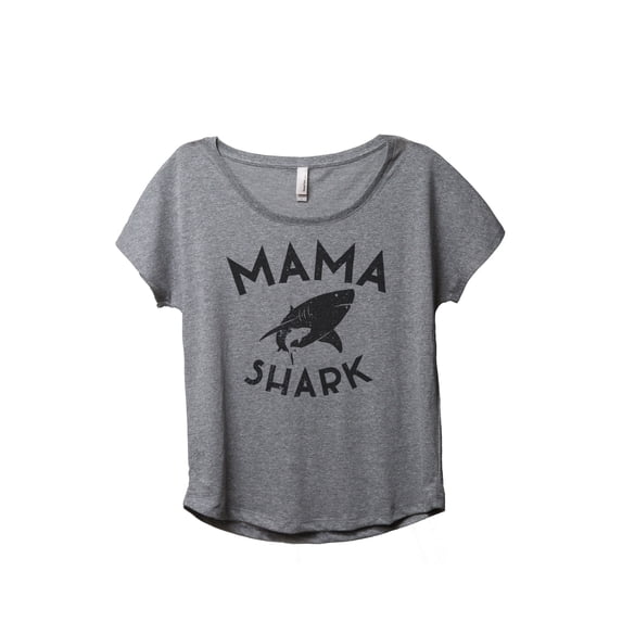 Thread Tank Mama Shark Women's Relaxed Slouchy Dolman T-Shirt Tee Heather Grey X-Large
