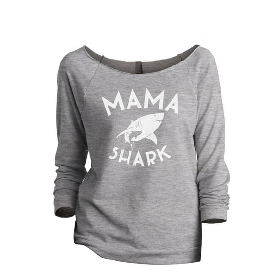 Thread Tank Mama Shark Women's Slouchy 3/4 Sleeves Raglan Sweatshirt Sport Grey Small