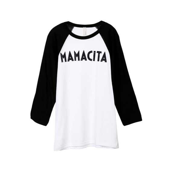 Thread Tank Mamacita Unisex 3/4 Sleeves Baseball Raglan White Black Small
