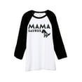 thumbnail image 1 of Thread Tank Mamasaurus Rex Unisex 3/4 Sleeves Baseball Raglan White Black Small, 1 of 4