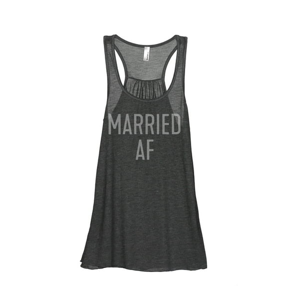 Thread Tank Married AF Women's Sleeveless Flowy Racerback Tank Top Charcoal Small