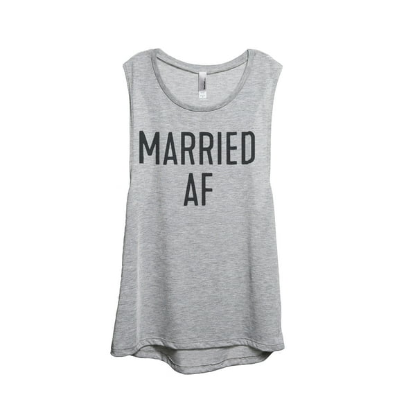 Thread Tank Married AF Women's Sleeveless Muscle Tank Top Sport Grey Large