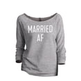 thumbnail image 1 of Thread Tank Married AF Women's Slouchy 3/4 Sleeves Raglan Sweatshirt Sport Grey Small, 1 of 3